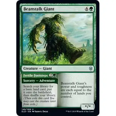 MtG Trading Card Game Throne of Eldraine Uncommon Beanstalk Giant // Fertile Footsteps #149