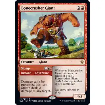 MtG Trading Card Game Throne of Eldraine Rare Bonecrusher Giant // Stomp #115