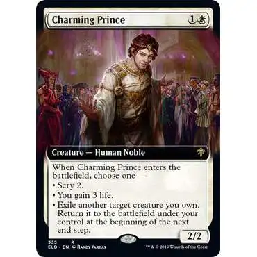 MtG Trading Card Game Throne of Eldraine Rare Charming Prince #335 [Extended Art]