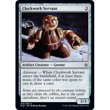 MtG Trading Card Game Throne of Eldraine Uncommon Clockwork Servant #216