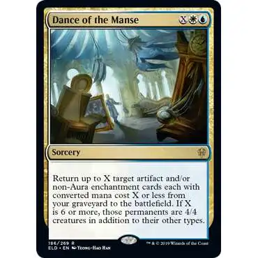 MtG Trading Card Game Throne of Eldraine Rare Dance of the Manse #186