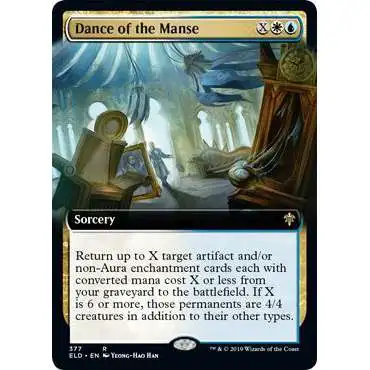 MtG Trading Card Game Throne of Eldraine Rare Dance of the Manse #377 [Extended Art]