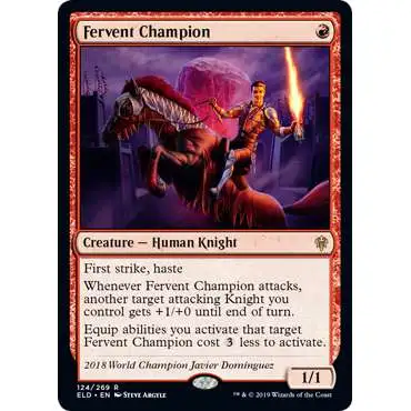 MtG Trading Card Game Throne of Eldraine Rare Fervent Champion #124