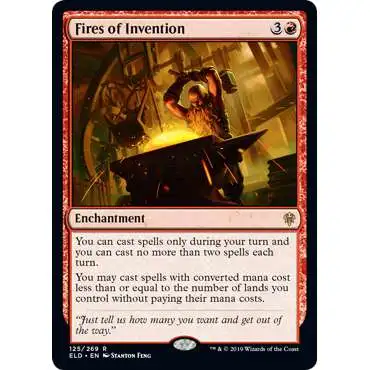 MtG Trading Card Game Throne of Eldraine Rare Fires of Invention #125