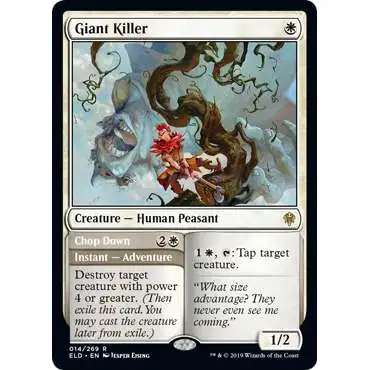 MtG Trading Card Game Throne of Eldraine Rare Giant Killer // Chop Down #14