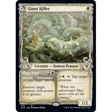 MtG Trading Card Game Throne of Eldraine Rare Giant Killer // Chop Down #275 [Showcase]