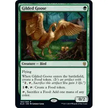 MtG Trading Card Game Throne of Eldraine Rare Gilded Goose #160