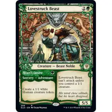 MtG Trading Card Game Throne of Eldraine Rare Lovestruck Beast // Heart's Desire #299 [Showcase]