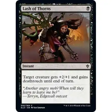 MtG Trading Card Game Throne of Eldraine Common Lash of Thorns #92