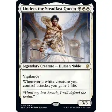 MtG Trading Card Game Throne of Eldraine Rare Linden, the Steadfast Queen #20