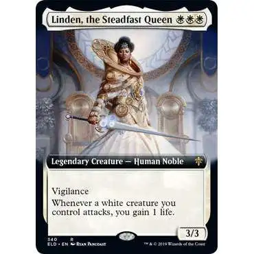 MtG Trading Card Game Throne of Eldraine Rare Linden, the Steadfast Queen #340 [Extended Art Foil]