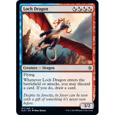 MtG Trading Card Game Throne of Eldraine Uncommon Loch Dragon #211