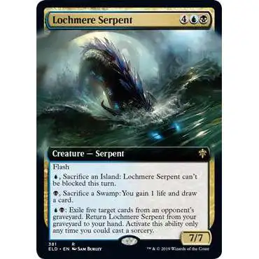 MtG Trading Card Game Throne of Eldraine Rare Lochmere Serpent #381 [Extended Art Foil]