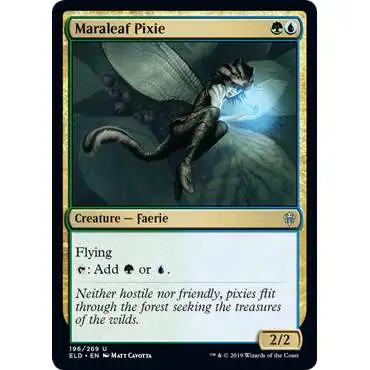 MtG Trading Card Game Throne of Eldraine Uncommon Maraleaf Pixie #196