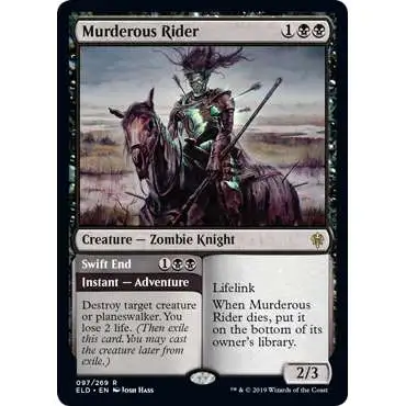 MtG Trading Card Game Throne of Eldraine Rare Murderous Rider // Swift End #97