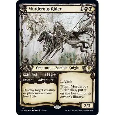 MtG Trading Card Game Throne of Eldraine Rare Murderous Rider // Swift End #287 [Showcase]
