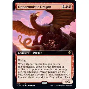 MtG Trading Card Game Throne of Eldraine Rare Opportunistic Dragon #364 [Extended Art Foil]