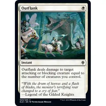 MtG Trading Card Game Throne of Eldraine Common Foil Outflank #23