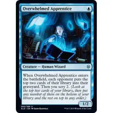 MtG Trading Card Game Throne of Eldraine Uncommon Overwhelmed Apprentice #60