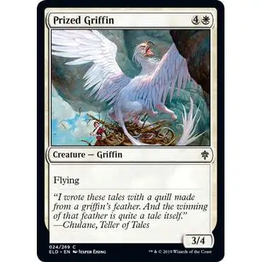 MtG Trading Card Game Throne of Eldraine Common Prized Griffin #24