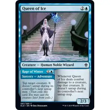 MtG Trading Card Game Throne of Eldraine Common Foil Queen of Ice // Rage of Winter #61