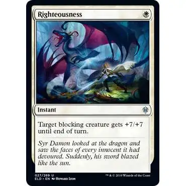 MtG Trading Card Game Throne of Eldraine Uncommon Righteousness #27
