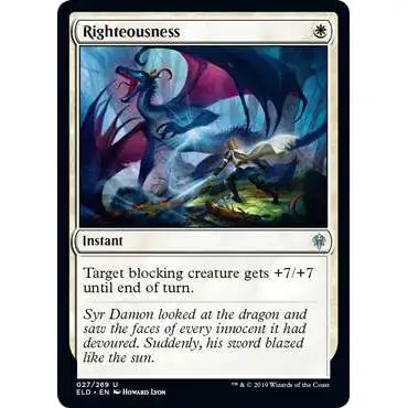 MtG Trading Card Game Throne of Eldraine Uncommon Foil Righteousness #27