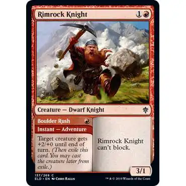 MtG Trading Card Game Throne of Eldraine Common Foil Rimrock Knight // Boulder Rush #137