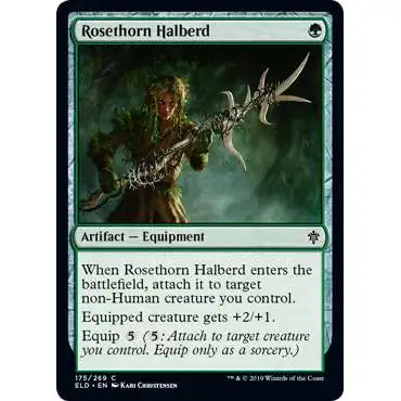 MtG Trading Card Game Throne of Eldraine Common Rosethorn Halberd #175