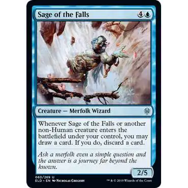 MtG Trading Card Game Throne of Eldraine Uncommon Sage of the Falls #63