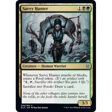 MtG Trading Card Game Throne of Eldraine Uncommon Savvy Hunter #200