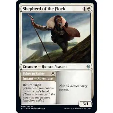 MtG Trading Card Game Throne of Eldraine Uncommon Shepherd of the Flock // Usher to Safety #28
