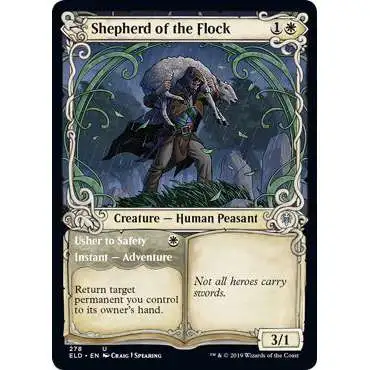 MtG Trading Card Game Throne of Eldraine Uncommon Shepherd of the Flock // Usher to Safety #278 [Showcase]