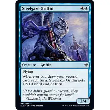 MtG Trading Card Game Throne of Eldraine Common Steelgaze Griffin #65