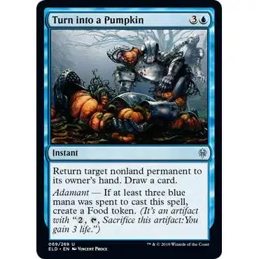 MtG Trading Card Game Throne of Eldraine Uncommon Turn into a Pumpkin #69