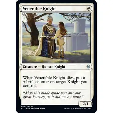 MtG Trading Card Game Throne of Eldraine Uncommon Venerable Knight #35