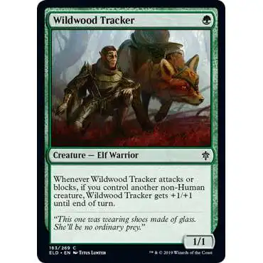 MtG Trading Card Game Throne of Eldraine Common Wildwood Tracker #183