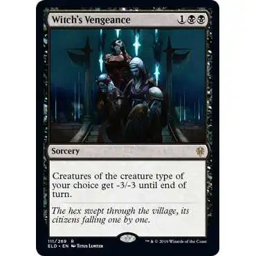 MtG Trading Card Game Throne of Eldraine Rare Witch's Vengeance #111