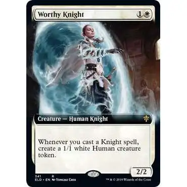 MtG Trading Card Game Throne of Eldraine Rare Worthy Knight #341 [Extended Art]
