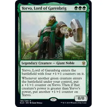 MtG Trading Card Game Throne of Eldraine Rare FOIL Yorvo, Lord of Garenbrig #185