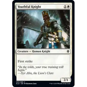 MtG Trading Card Game Throne of Eldraine Common Youthful Knight #37