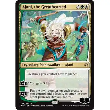 MtG Trading Card Game War of the Spark Rare Ajani, the Greathearted #184