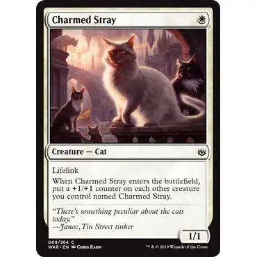 MtG Trading Card Game War of the Spark Common Charmed Stray #8