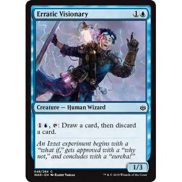 MtG Trading Card Game War of the Spark Common Erratic Visionary #48