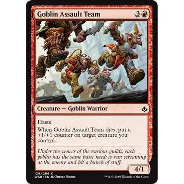 MtG Trading Card Game War of the Spark Common Goblin Assault Team #129