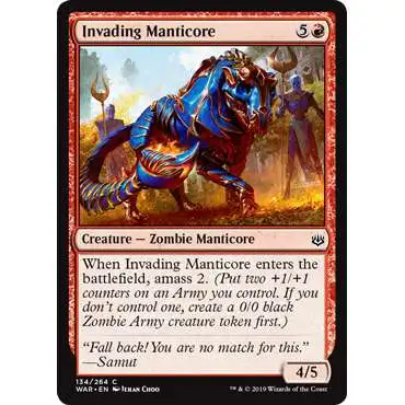 MtG Trading Card Game War of the Spark Common Invading Manticore #134