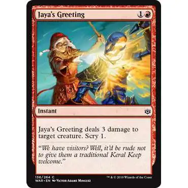 MtG Trading Card Game War of the Spark Common Jaya's Greeting #136