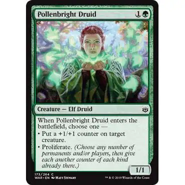 MtG Trading Card Game War of the Spark Common Pollenbright Druid #173