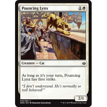 MtG Trading Card Game War of the Spark Common Pouncing Lynx #25