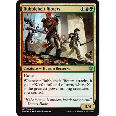 MtG Trading Card Game War of the Spark Uncommon Rubblebelt Rioters #215